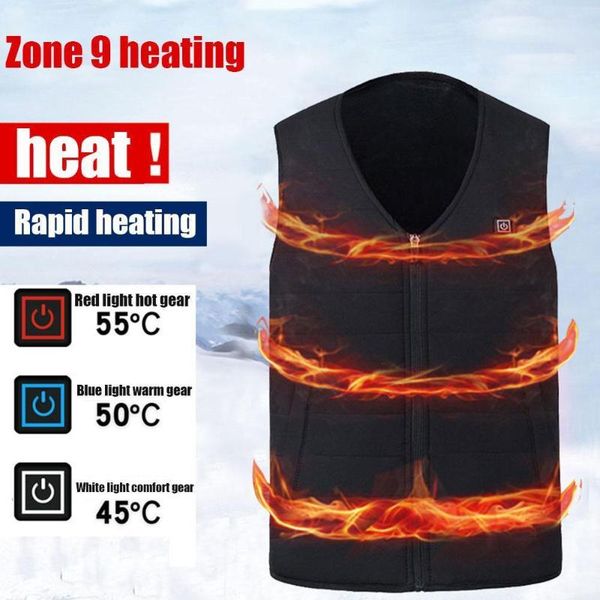 

outdoor t-shirts smart electric heating vest 9 zone usb warm clothes charging s7y3, Gray;blue
