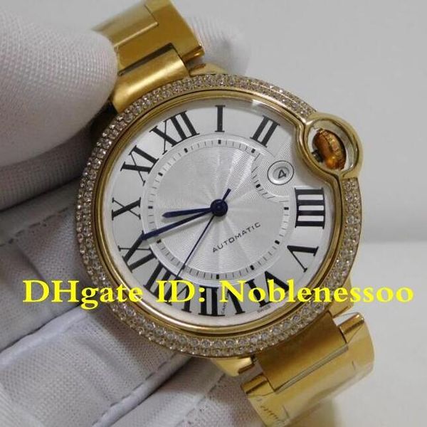 

3 model mens large 18kt yellow gold diamond bezel 42.1mm automatic we9007z3 we9009z3 we9008z3 watch steel bracelet men's watches, Slivery;brown