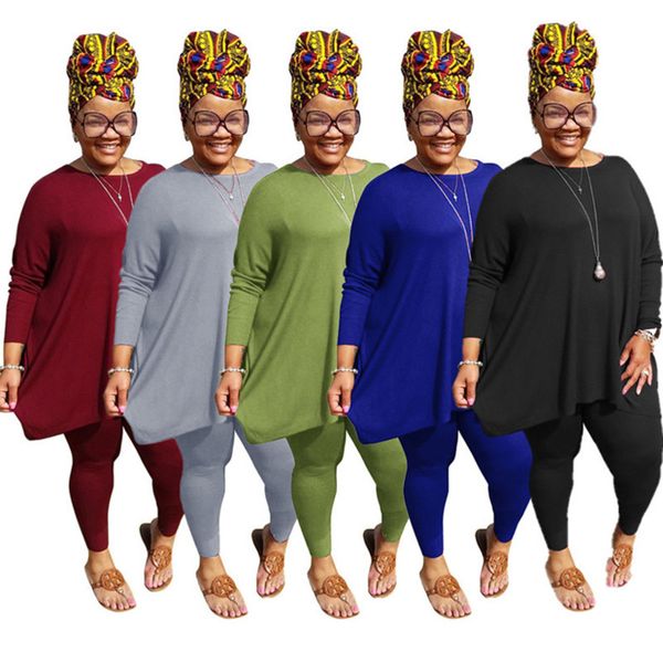 

plus size 3x 4x 5xl women designer bigger size outfits fall winter tracksuits sweatshirt+pants two piece set solid color sweatsuits 815
