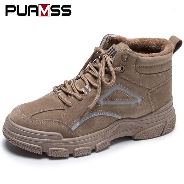 

boots women shoes 2021 fashion female suede short ladies plush winter snow warm ankle1, Black