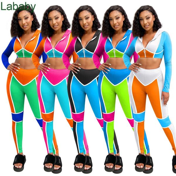 

women designer clothes 2021 new tracksuits two pieces set position printed contrast stripe zipper coat pants ladies fashion casual outfits, White