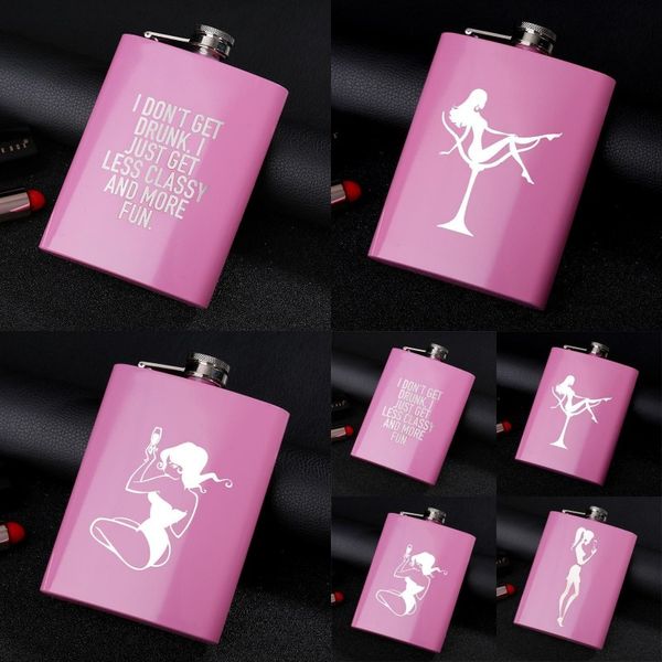 Mulher Moda Lady Viagem 8 oz Stainless Pot Wine Aço Plum Vermelho Metal Flask Modern Bebida F2 Beleza Padrão Garrafa 13dy