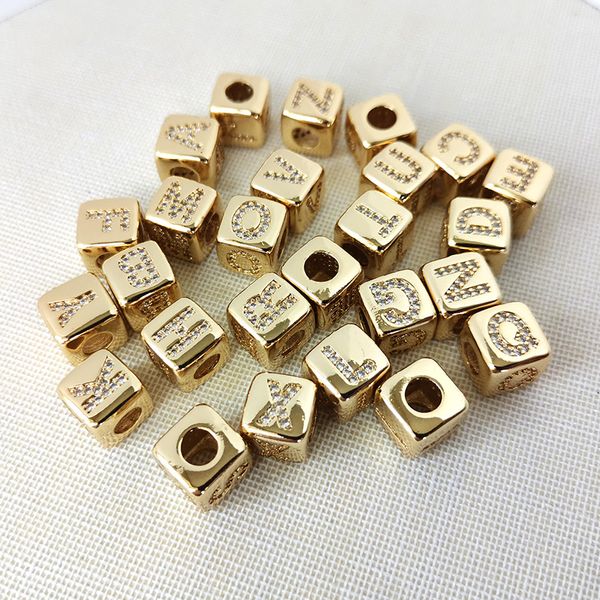 Carta Spacer 9 milímetros New Iniciais Beads Pave CZ Carta Cube Beads, Fit Colar / Pulseira Fazer, Charme Moda Carta Jóias Suprimentos PD1029