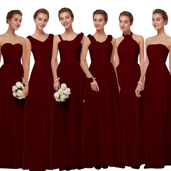 

beauty emily burgundy chiffon bridesmaid dresses long for women plus size a-line sleeveless wedding party prom dresses y200109, White;black
