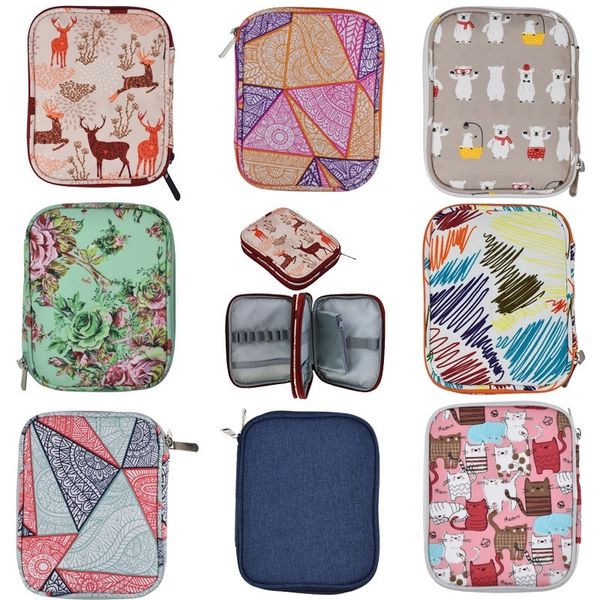 

9 styles empty crochet hooks pouch storage bag knitting kit case organizer bag for crochet needles scissors ruler sewing kit bag y200714, Blue;pink