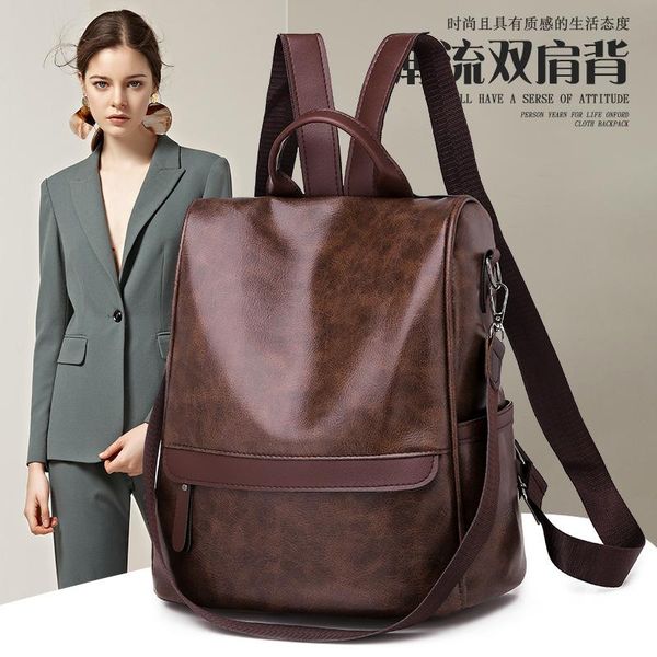 

2020 new backpack female soft leather backpack female travel bag purse small women