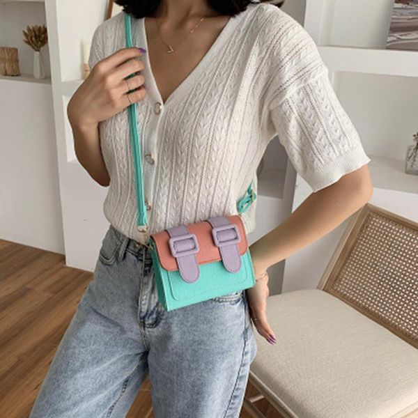 

casual women shoulder bags pu leather flap fashion patchwork crossbody bag ladies purse simple female daily handbags