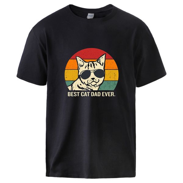 

cat dad ever summer short sleeve black tee fashion streetwear animal cats male casual hooded sweatshirt hoodie men t shirt