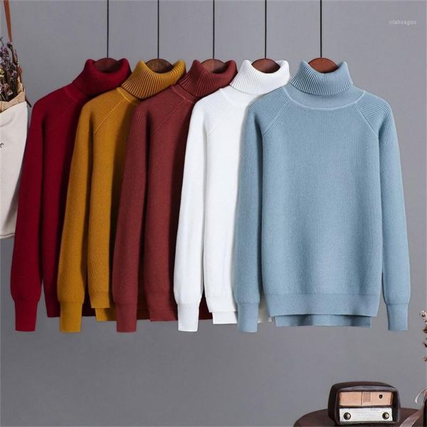 

knitted turtleneck sweater women autumn winter warm solid knitted pullovers 2020 new lady slim long sleeve knitwear jumper 1, White;black