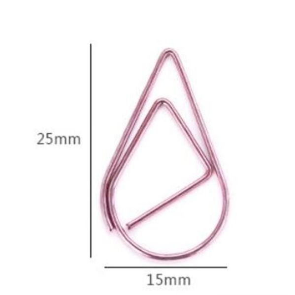 

10 pieces/lot portable plastic drop shaped paper clips gold silver color funny kawaii bookmark office school statio jllxey ladyshome