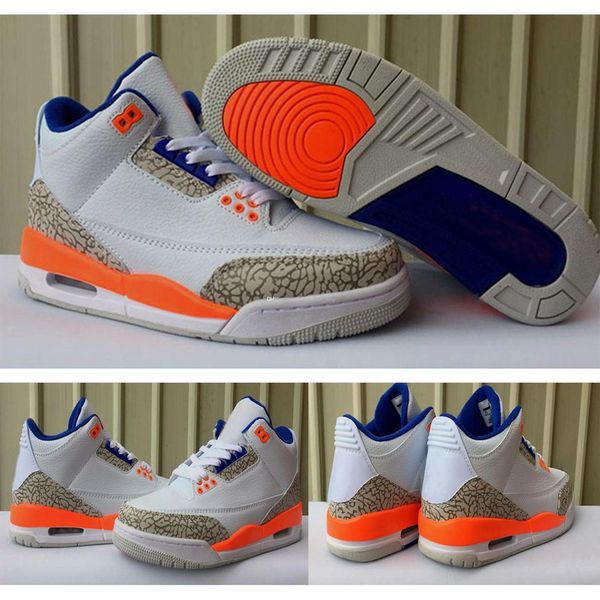 

new release 3 knicks white orange blue 3s men basketball shoes 136064-148 outdoor sports s