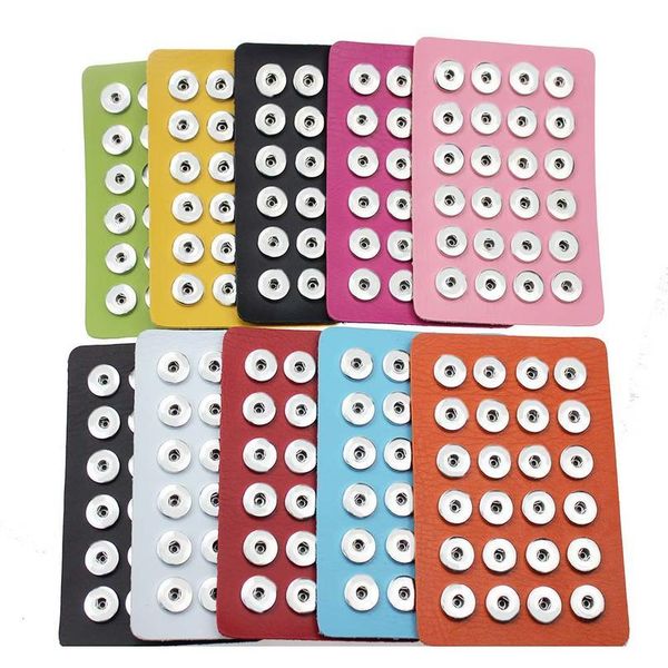 

10 colors new snap button display board fit 24pcs & 60pcs 18mm snap buttons jewelry black genuine leather displa jlluvq, Silver