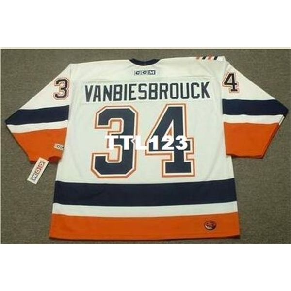 

740 #34 john vanbiesbrouck new york islanders 2000 ccm hockey jersey or custom any name or number retro jersey, Black