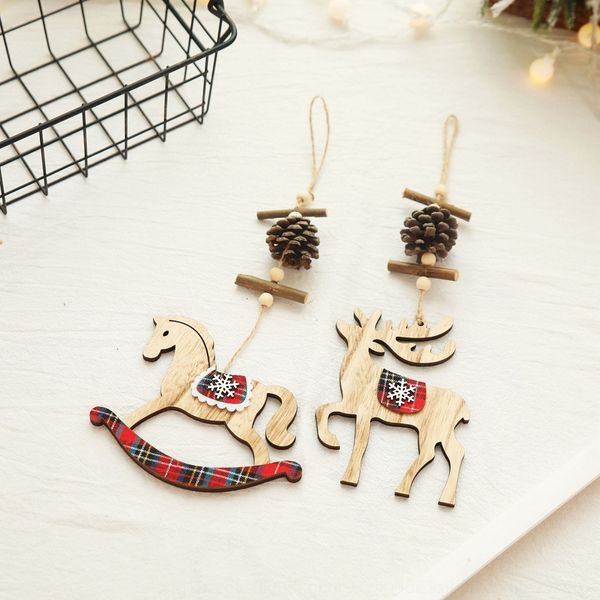 

cho6f new creative wooden christmas pendant tree trojan u1uup pendant christmas decoration horse decoration supplies reindeer