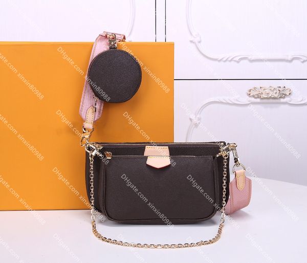 

3pcs multi pochette accessories women chain crossbody bag fashion shoulder bag lady tote purses genuine leather luxury designer bags