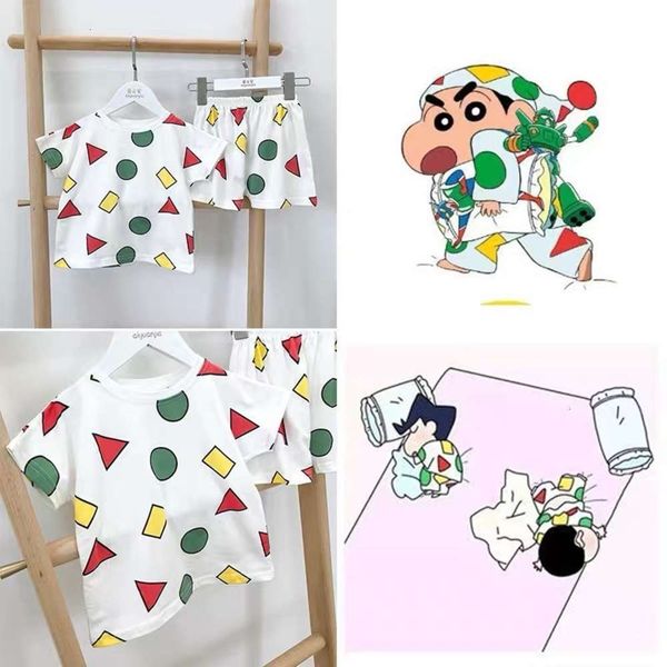 

summer wear 2020 new children's japane crayon xiaoxin same boy's pajamas short sve home cloth, Blue;red