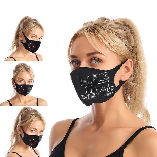 

factoryflash fashion bling sequins designer fist face rhinestone drilling mask for women black mascarilla
