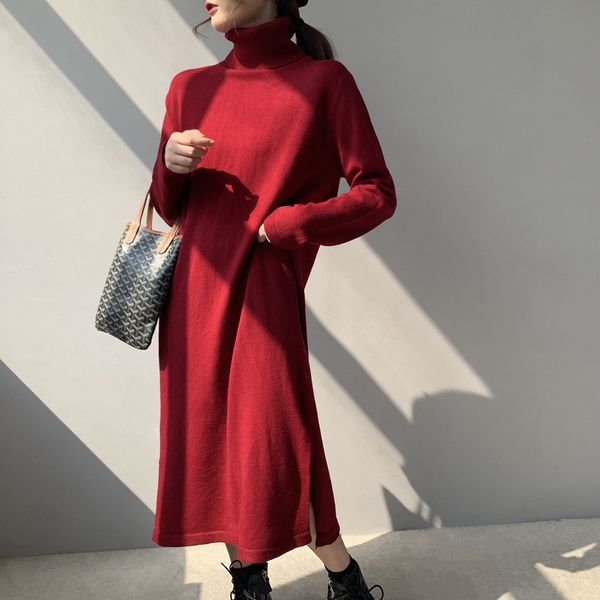 

2021 new autumn turtleneck long sleeve women loose pullovers knitted casual sweater tricot pull femme 4b9c, White