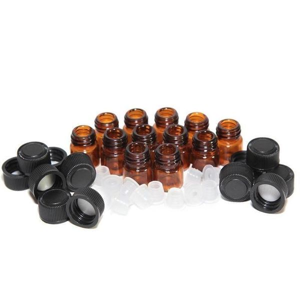 

1ml (1/4 dram) amber glass essential oil bottle perfume sample tubes bottle with plu sqclht homes2007