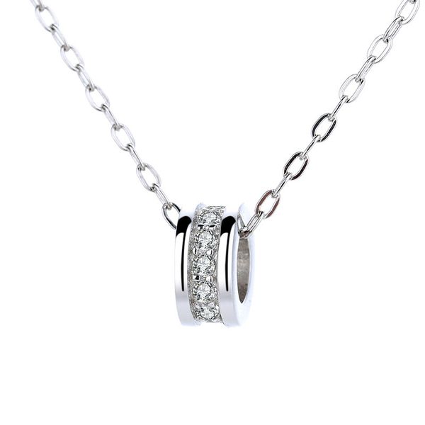 

2020all-match simple rotating bead pendant necklace female s925 sterling silver diamond necklace clavicle red net cylinder