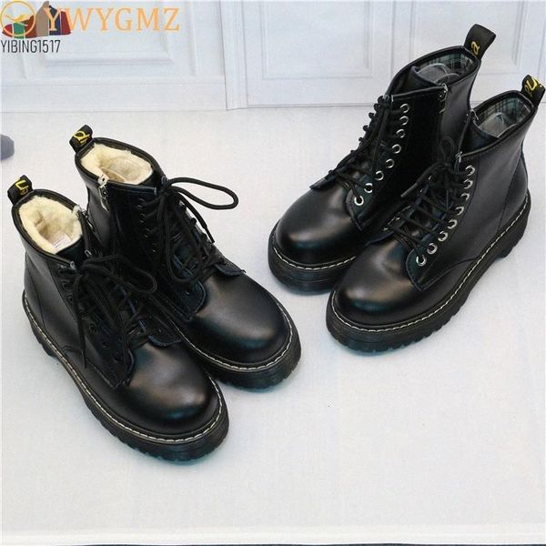 

2021nausk women flat platform ankle boots spring boot black lace up black medium creepers shoes fashion party footwear #9k8v