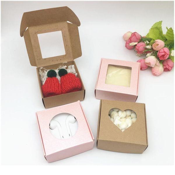 

new arrival packaging boxes 1pcs per lot handmade love gift paper boxes with heart pvc window wedding favors 6.5 bbykst