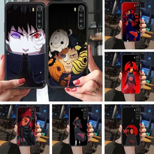 

3naruto uchiha obito mobile phone cover redmi note 7 7a 8 8t 9 9a 9s 10 k30 pro super black waterproof coating soft cover