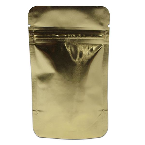 

50pcs reclosable zipper pure aluminum foil clear gold food storage bag heat seal zip lock mylar candy tea nuts package bags h bbyokz