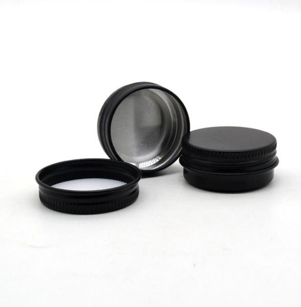 2022 neue 60 x 15g Schwarz Aluminium Metall Creme Jar Topf Make-Up Lip Gloss 15ml 15cc Kleine leere Kosmetische Metall Dosen Behälter