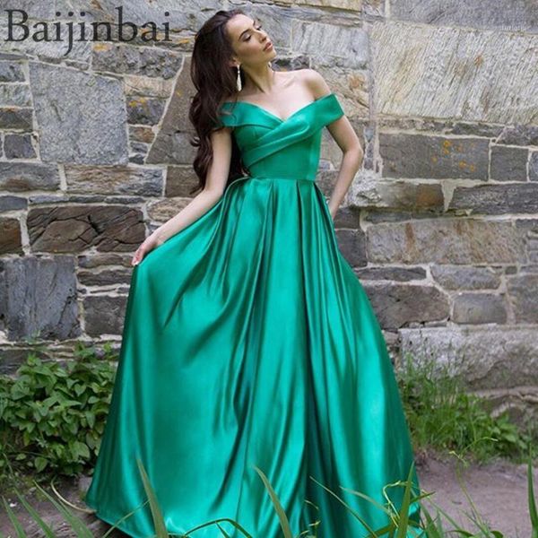 

baijinbai wrap off shoulder ball gown prom dresses satin evening pageant gowns vestido de festa party long dress with pockets1, White;black