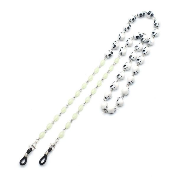 

2020 chic luxury skull luminous eyeglasses chain fashion women handmade beads eyeglasses chain sunglasses holder accessories h jllpek