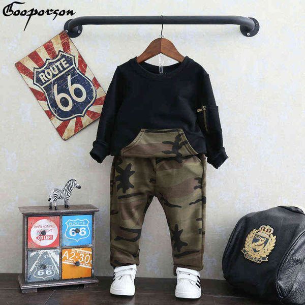 

fashion boys clothes set long sleeve shirt and pants army 2 pcs boys clothes suit sport camouflage tracksuit kids boy sets g220310, White