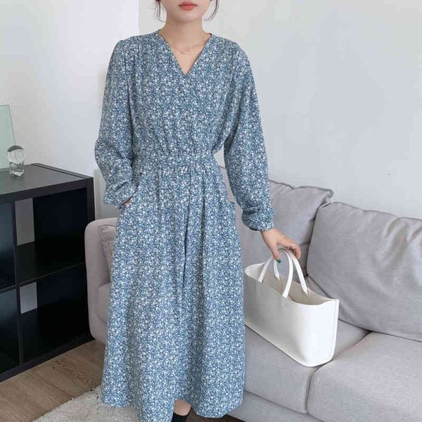 

printed womens long dress elegant and v-neck womens autumn dress one chiffon ol slim lady vestidos boho beach, Black;gray