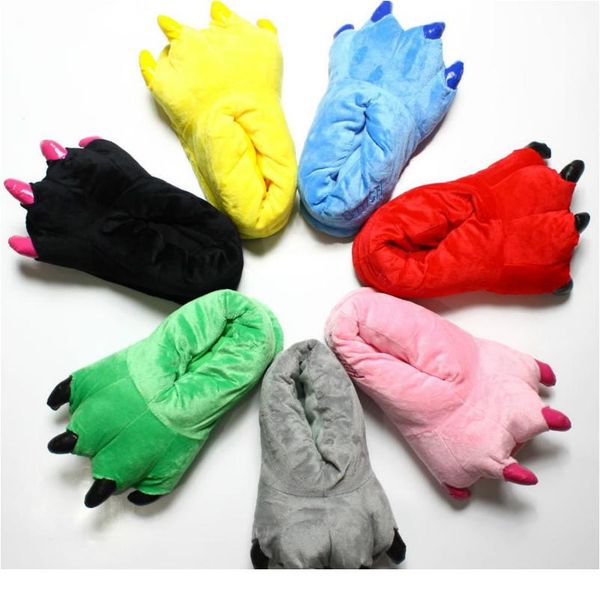 

2020 winter warm soft indoor floor slippers women men children shoes paw funny animal christmas monster dinosaur claw pl wmttlh