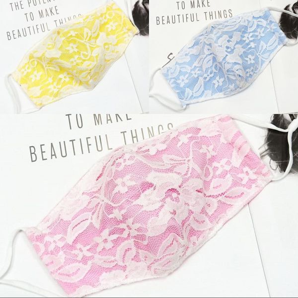 

fashion two tiers mouth masks black white lace flower breathing mascherine washable outdoor lady dustproof respirator 4 3yc g2