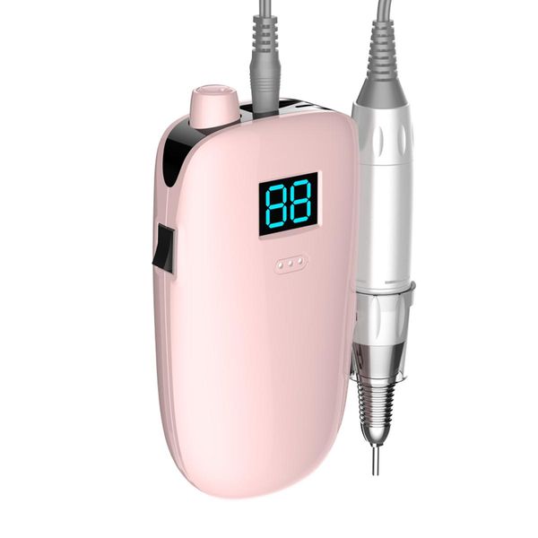 

professional nail art equipment 35000rpm electric polisher portable wireless charging manicure pedicure nails drill machine kit device, Silver