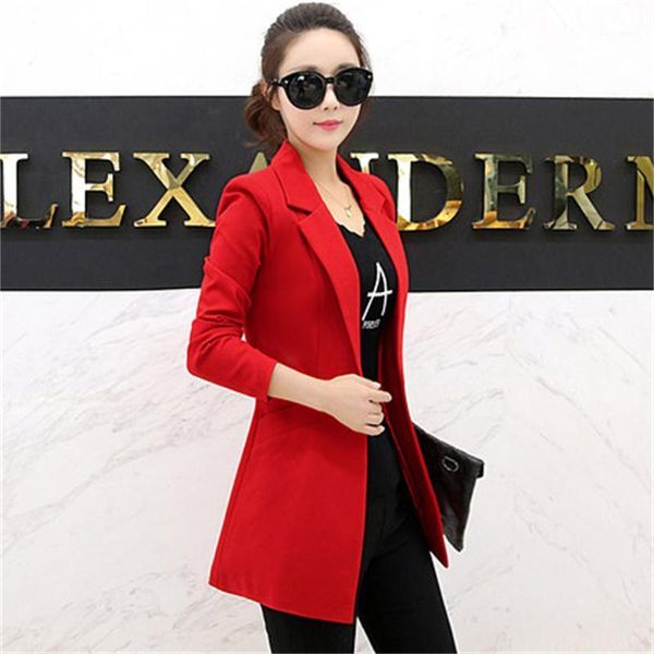 

small suit female jacket 2019 autumn new slim long-sleeved female suit long section large size casual elegant1, White;black