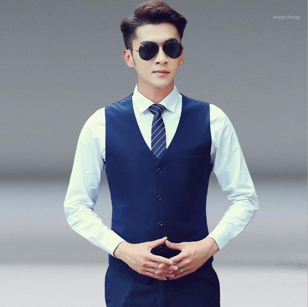 

men's wedding dress vests slim fit mens suit vest male waistcoat gilet homme casual sleeveless fashion formal business jacket1, Black;white