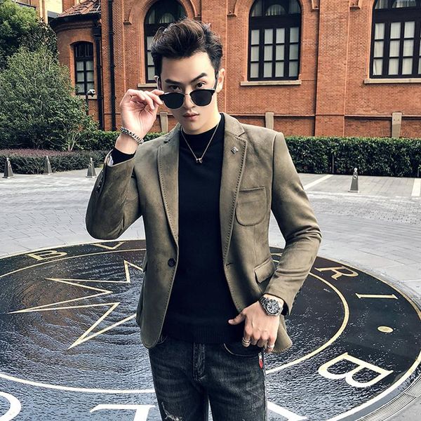 

korean fashion men blazer casual loose simple office cardigan men blazer abrigo cuadros men's clothing db60xf, White;black