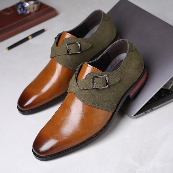 

dress shoes men formal fashion slip on business casual footwear black leather wedding party plus size38-48