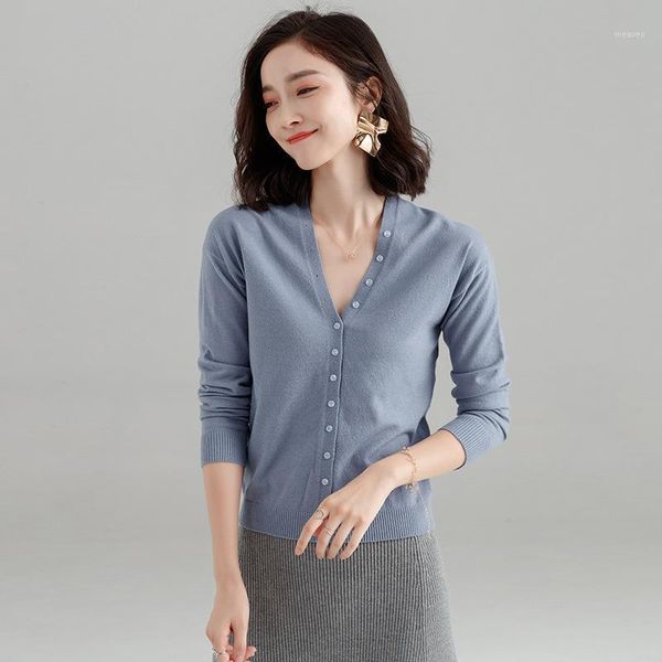 

wool knitwear female cardigan long sleeve 2019 new single-breasted short paragraph sweater coat of cultivate one's morality1, White;black