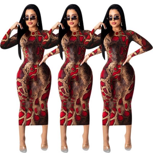 

women's dress autumn sping women long dress fashiom serpentine print casual dresses women new arrival bodycon dresses, Black;gray