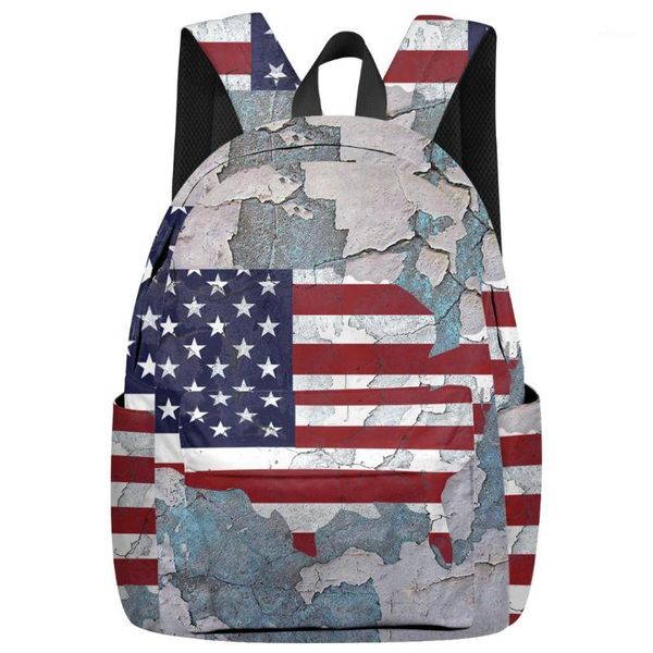 

american flag background old wall backpack interior key chain holder backpack arcuate shoulder strap1