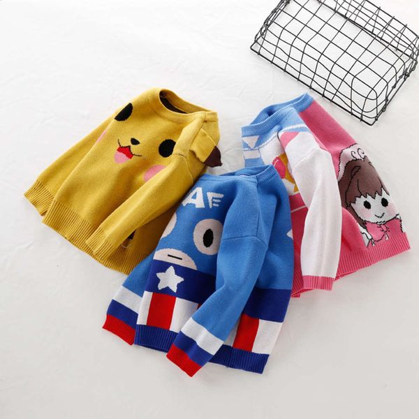 

boys zoekay winter children's clothing and autumn girls cute cartoon multi color knitted pullover bottomed sweater omke, Blue