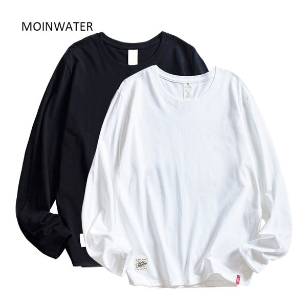 

moinwater women t shirts wholesale 2 pieces solid 100% cotton long sleeve t-shirts lady casual tees& lj200815, White