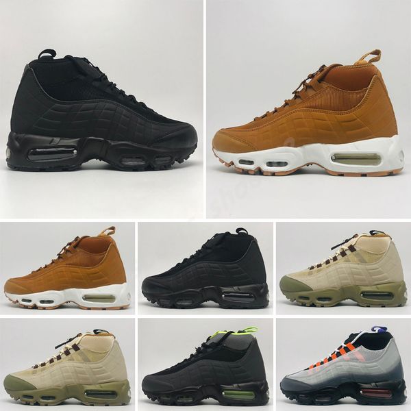 

new fashion cushion boots black green brown men's 95 ankle boots hight 95s waterproof work boots men shoes t1, White;red