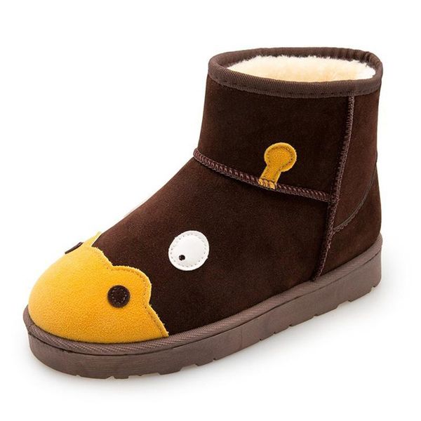 

new arrivals winter boots women plush flat bottomed cartoon suede round head short tube undefined snow cotton boots 2020, Black
