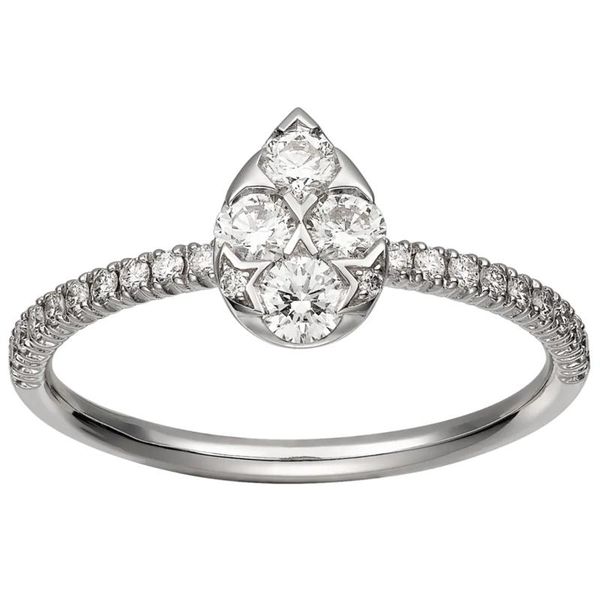 

cluster rings 14k au585 white gold ring women wedding anniversary engagement pear water drop moissanite diamond elegant trendy romantic, Golden;silver