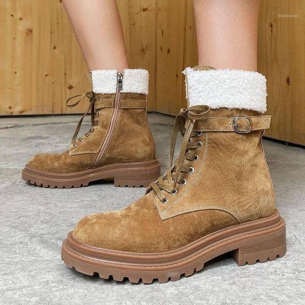 

boots high-quality brand cow suede leather warm plush winter shoes women outdoor skidproof rubber sole motorcycles boots1, Black