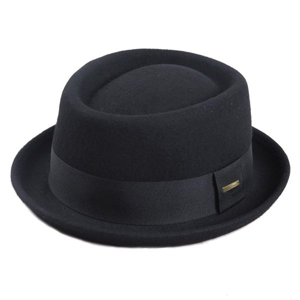 

sedancasesa 100% australia wool men's fedora hat pork pie hats for classic church wool felt hat 2019 new autumn winter t200323, Blue;gray